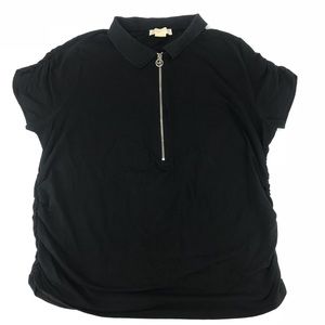Michael Kors Collared Half Zip Stretchy Blouse